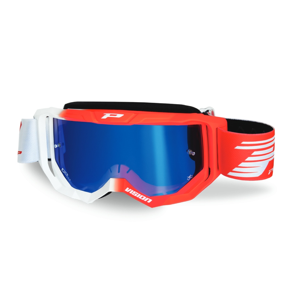 Goggles Pro Grip Vision - White Red mirrored lens blue 3300-127-FL