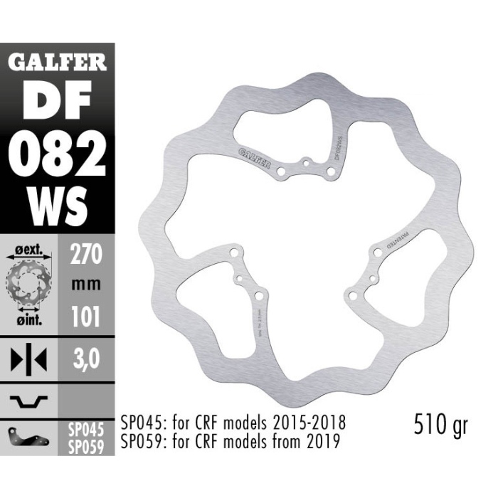 Brake disc Galfer Wave Honda CR 250 (95-07) front maggiorato DF082WS