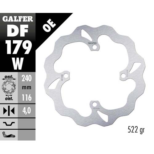 Brake disc Galfer Wave Kawasaki KX 250 F (04-19) rear DF179W