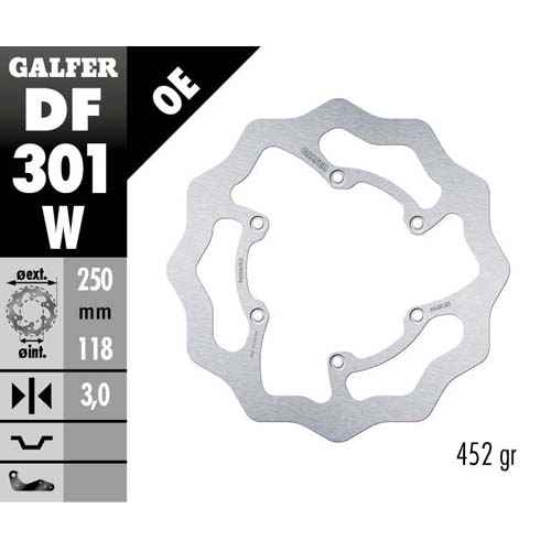 Brake disc Galfer Wave Yamaha YZ 125 (01-16) front DF301W