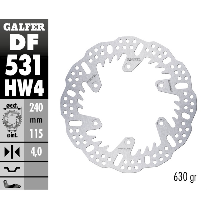 Brake disc Galfer Shark Yamaha YZ 450 F (20-25) rear - 4 mm DF531HW4