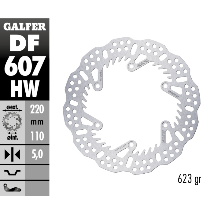 Brake disc Galfer Shark KTM 85 SX (21-25) rear - 5 mm DF607HW