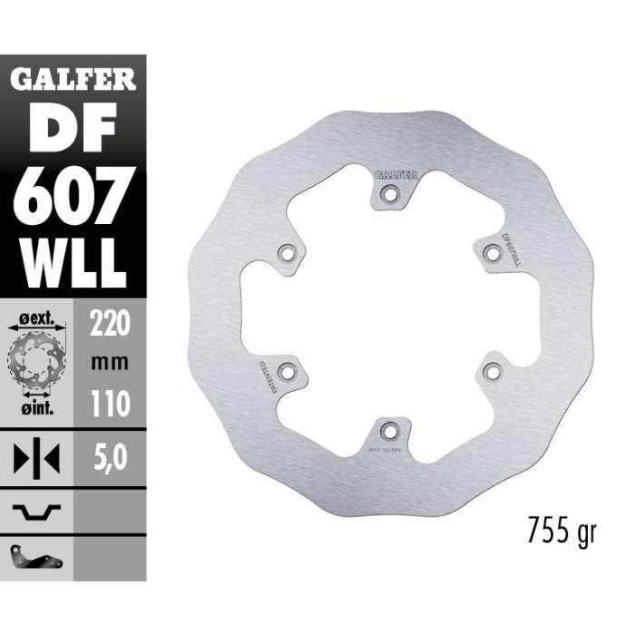 Brake disc Galfer Wave KTM 250 EXC-F (07-25) rear solid DF607WLL