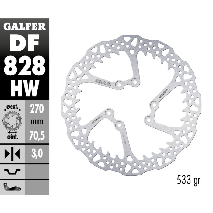 Brake disc Galfer Shark TM EN/MX 300 (04-25) front DF828HW