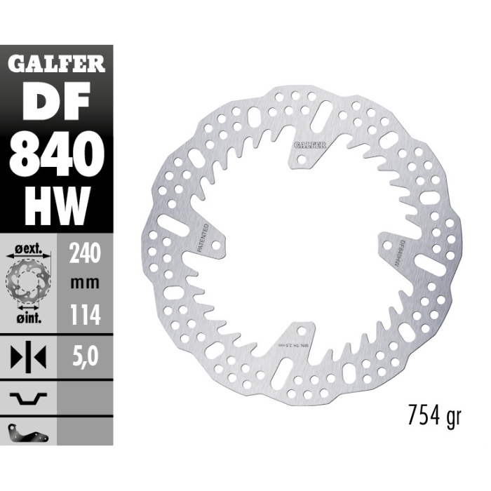 Brake disc Galfer Shark TM EN/MX 250 (15-25) rear - 5 mm DF840HW