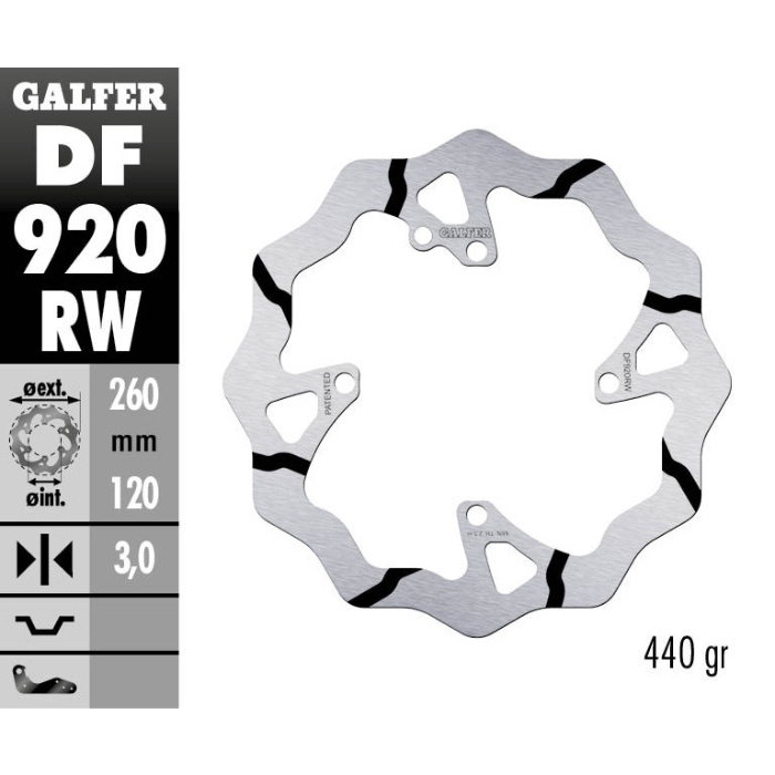 Brake disc Galfer Race Sherco 250 SEF-R (14-25) front DF920RW