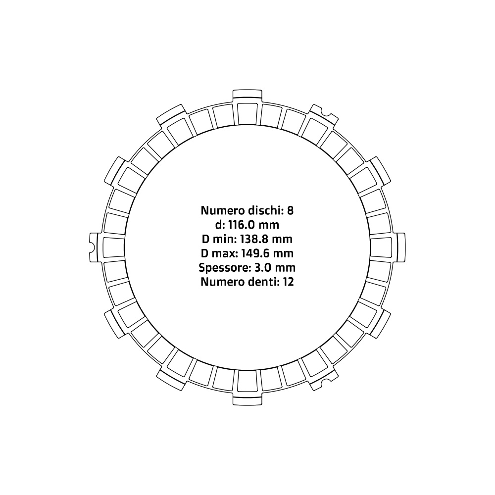 Clutch plates NRTeam Honda CRF 450 X (05-16) - Friction set DS02.F002.8
