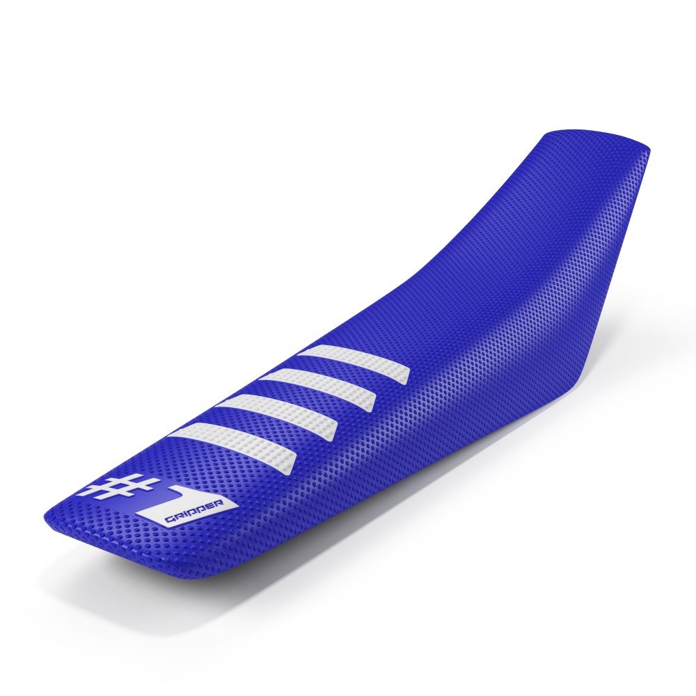 Universal seat cover Onegripper - Ribbed blue and white OSC02-BEWH