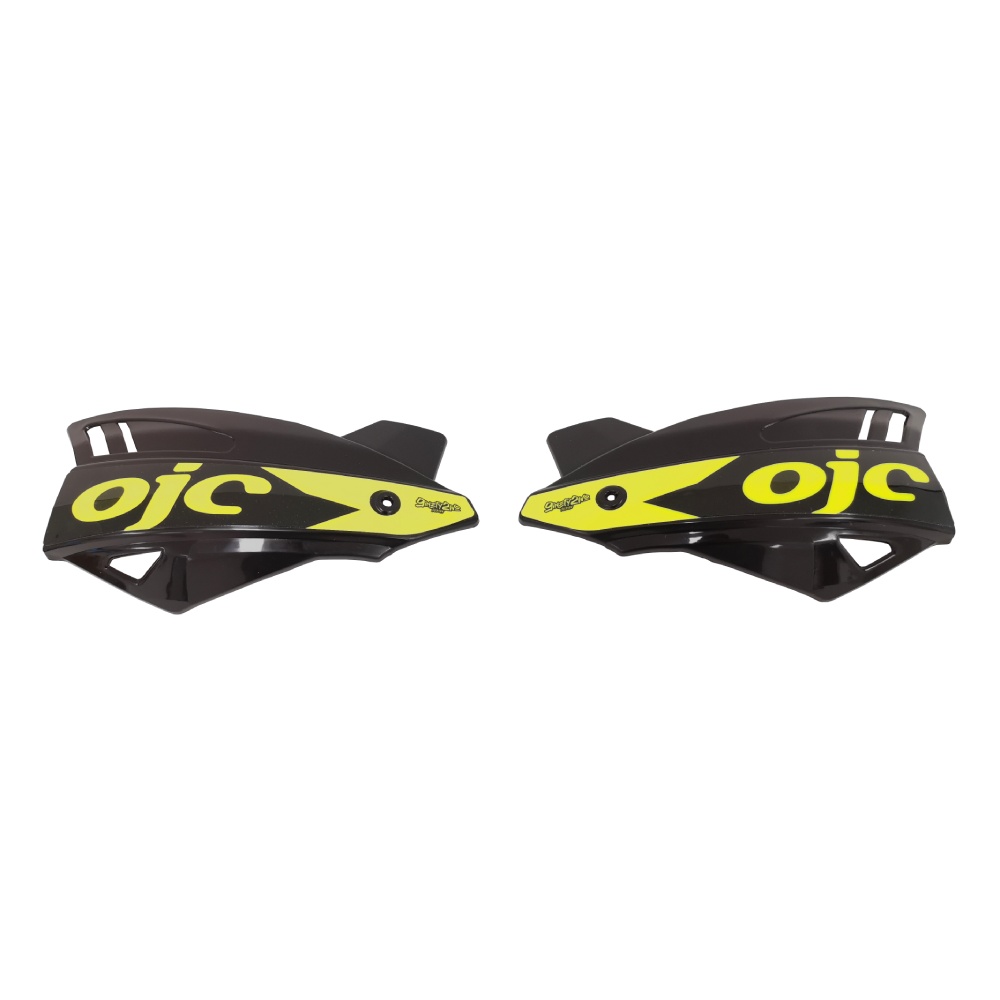Pair of handguards OJC SHARK universal black (neon yellow sticker) PNSK.NGF