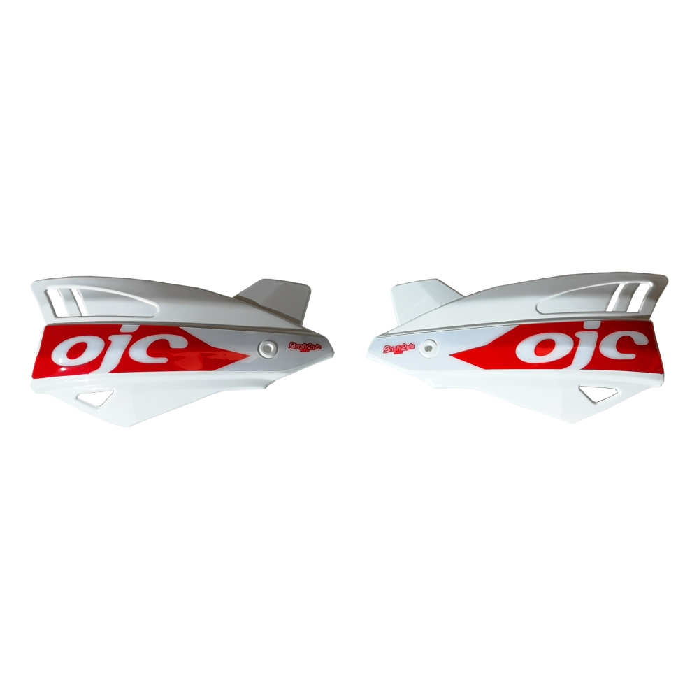 Pair of handguards OJC SHARK universal white (red sticker) Pair of handguards OJC SHARK universal white (red sticker)